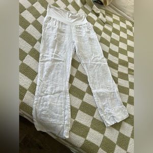 WHITE MATERNITY BEACH PANTS